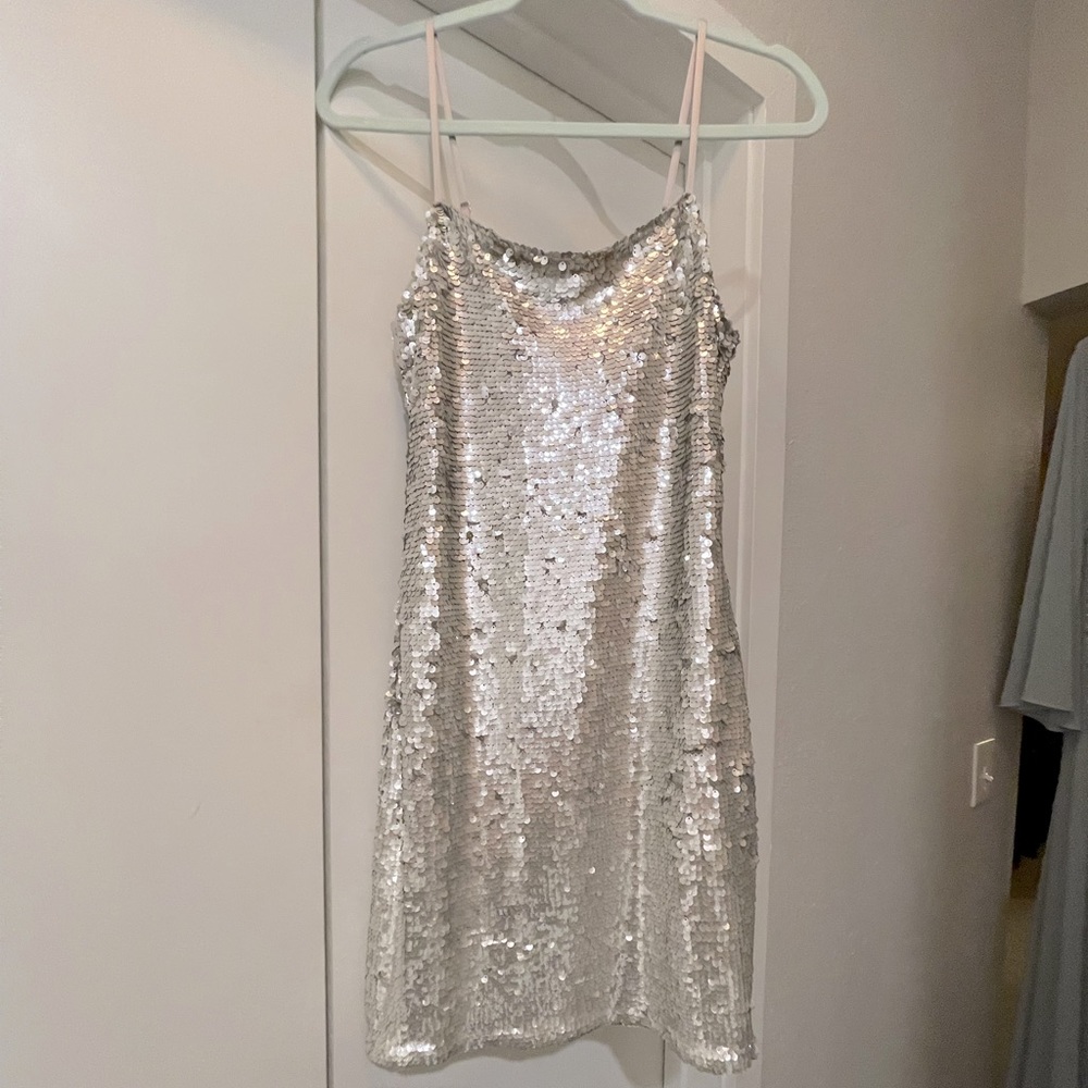 Lulu’s Silver Sequin Mini Dress